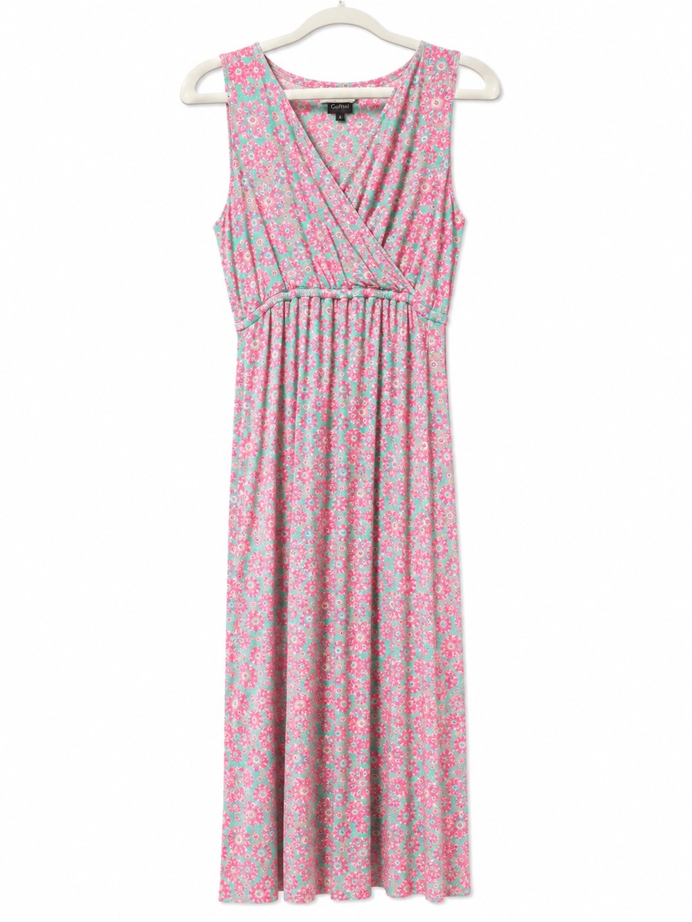 Vineyard Vines Floral Sleeveless Maxi Dress Pink Aqua Small